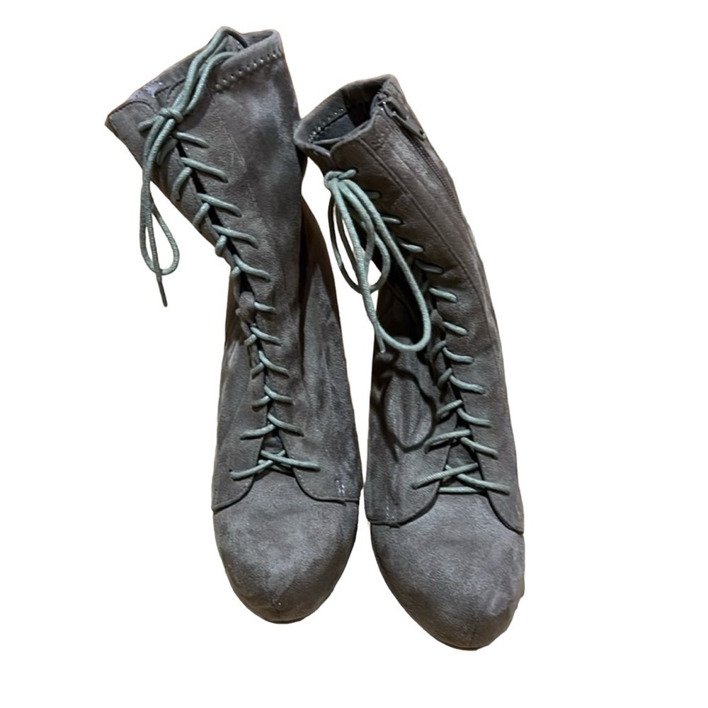 Wild diva women’s full lace up and zip high heel boots